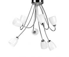 onli Lustre 8 lumières en métal chromé brillant avec verre blancs, chrome