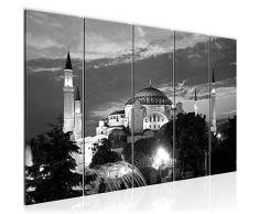 Tableau decoration murale Mosquée Turque 200 x 80 cm - XXL Impression sur Toile Salon Appartment 5 Parties - prêt à accrocher - 604655b