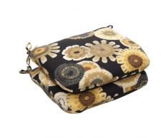 Pillow Perfect Coussin de siÃ¨ge Rond pour intÃ©rieur/extÃ©rieur Motif Floral Noir/Jaune 45,7 x 38,1 x 7,6 cm