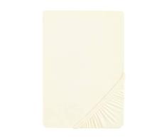 biberna 0077866 Drap Housse Jersey-Elastic (Hauteur Matelas Max.25 cm) (Coton / élasthanne) 140x200 cm -> 160x220 cm, Nacre