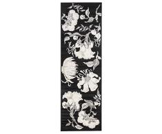 Vallila Bellagio Tapis de Salon Moderne en Viscose Floral Noir 68 x 220 cm