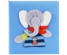 Goldbuch 15592, Album Photos Bébé Lolo Lombardo, Bleu, Couverture Rigide avec Motif Ãléphant en Tissu, 31x30 Cm, 60 Pages