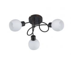 TRIO, Plafonnier, Freddy incl. 3 x LED,E14,4,0 Watt,3000K,320 Lm. Verre opale, Blanc, Corps: metal, Rouille antique Ã:52,0cm, H:19,0cm IP20