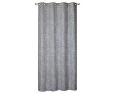 HomeMaison Rideau Velours Effet CraquelÃ©, Polyester, Gris, 240x140 cm