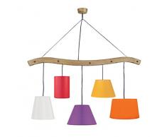 Tosel 20970 Lustre Poutre 5 Lumière Acier, E14, 40 W, Bleu, 35 x 115 cm