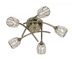 Oaks Lighting 5157 5/AB Naira Lustre finition laiton Antique avec abat-jours en perles de cristal
