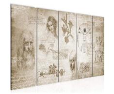 Tableau decoration murale Peintures de Leonardo Da Vinci 150 x 60 cm - XXL Impression sur Toile Salon Appartment 5 Parties - prÃªt Ã accrocher - 700456a