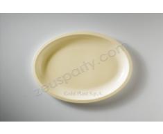 Collection Assiette Ovale, Rond, en Plastique, Champagne, Lot de 25, Grand