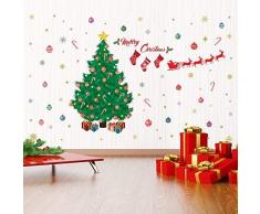 Wallflexi Noël Décorations Mural Autocollants Traditionnel Sapin Noël Ensemble Décoration Mural Murals Stickers Salon Enfants Crèche Ãcole Restaurant Café Hôtel Maison Bureau Décor, Multicolore