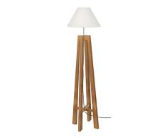 Tosel 51198 Lampadaire 1 Lumière Bois, E27, 40 W, Blanc, 40 x 156 cm