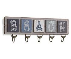 GEESE Cintre 5Â Crochets, Bois, Multicolore, 6Â x 71Â x 22Â cm