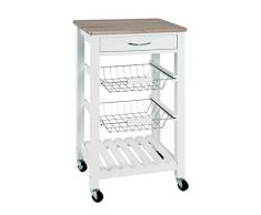 Haku 40329 Chariot de cuisine en MDF Blanc 37 x 47 x 84 cm