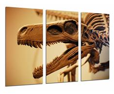 Tableau Moderne Photographique, Impression sur bois, Archéologie, dinosaure fossile Rex, os et dents, 97 x 62 cm, ref. 26974