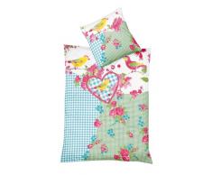 Fleuresse FB. 5Â 113097Â Ensemble de Drap de lit en Coton mako satinÃ© Vert 200Â x 135Â cm