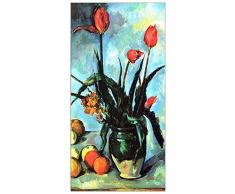 ArtPlaza Cezanne Paul-Still Life, Vase with Tulips Panneau Décoratif, Bois, Multicolore, 70 x 1,8 x 140 cm
