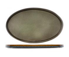 COSY & TRENDY Quintana 3948031 Assiette Plate Ovale en Porcelaine Quintana-Vert-30,5x19 Cm