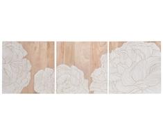 Belssia Table sculpté Anemones, Bois, Marron et Blanc, 60 x 4 x 60 cm