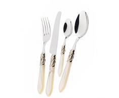 Casa Bugatti ALDAM-W4266 Aladdin Crème Gold Ensemble de couverts, 59 pièces dans un coffre en bois de wengé