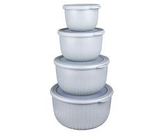 COOK CONCEPT KB5977 Lot de 4 Boites de Conservation Gris, Plastique-PP, Dimensions : 23,5 x 22,5 x 13 cm