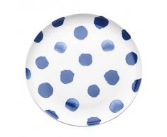 R2S 1701INDI Assiette Dessert 21 cm, Bone China, Blanc/Bleu, 21 x 3 x 3 cm