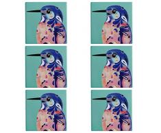 Maxwell 5251527 Williams Set de Verres Dessous de Verre en Liège Motif Kingfisher Azur Céramique