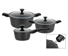 GSW 167772 Easy Click Set de 6 casseroles en aluminium et plastique et verre Noir