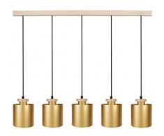 Tosel 21036 Lustre 5 Lumières, Acier/, E27, 40 W, Argenté, 90 x 90 cm