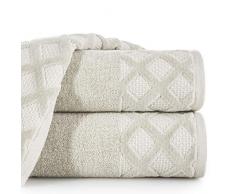 Eurofirany Lot de 6 Serviettes de Toilette en Coton Doux à Carreaux 50 x 90 cm Beige à Carreaux 50 x 90 cm