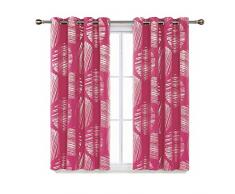 Deconovo Rideaux Occultants à Oeillet Abstract Argente Motif Isolation Thermique Réduction du Bruit Fenêtre pour Garçons Chambre Salon 2 Pcs, Rose, 117x138cm