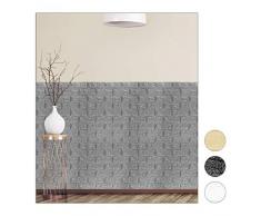 relaxdays 10026763_1060 Jeu de 5 panneaux muraux autocollants, aspect pierre décoratif,en 3D, Mousse douce PE,78x70 cm,gris, 78 x 70 x,7 cm