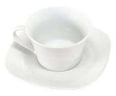 Home Service de Tasses Ã ThÃ© avec Assiettes, Faience, Blanc, 4 piÃ¨ces