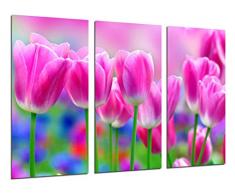 Tableau Moderne Photographique, Impression sur bois, Roses de tulipes de champ, 97 x 62 cm, ref. 26285