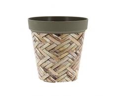 My Note Deco 065752 Cache Pot Rond pré-percé 20cm Naturel en Plastique Recyclable, Marron, Diamètre 20 cm