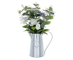 Candlelight Arrangement Floral Artificiel en Carafe en mÃ©tal, Lilas, Blanc et Argent, n/a