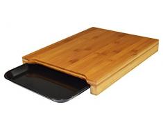 Jocca Planche Ã dÃ©couper en Bambou avec Plateau, Rouge, 36Â x 27.5Â x 4Â cm