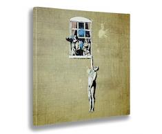 Giallobus Cadre déjà encadré - Impression sur Toile Canvas - Banksy - Hanging Man - Peintures Modernes pour décoration Maison Design - Cuisine - Divers formats XXL - 50x50 cm
