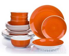 Waterside - Service de Vaisselle Ã essorage 16 piÃ¨ces Orange Flamme