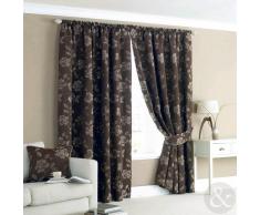 JACQUARD tissé Rideaux plissés et doublés Motif Floral Chocolat Paire de rideaux Paire de rideaux 168 x 137 cm