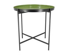 Pirouette Paris - Table dAppoint Ronde en Metal Ãmaillé Vert Olive à 54 x 51 cm