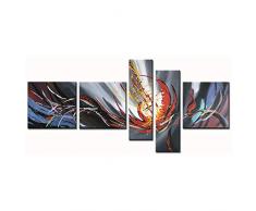 Legendarte - Tableau, Peinture Ã lhuile - Vague Infernale - cm. 160x70 (5 Panneaux)