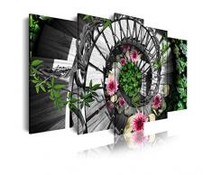 Dekoarte 464 - Tableau moderne sur toile montÃ© sur cadre en bois 5 piÃ¨ces, design nature avec perspective verticale, 150x80cm