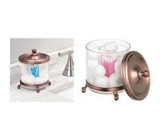 iDesign 65413EU Pot de Meuble de Salle de Bain, Acier, Bronze Vénitien/Transparent, 10,7 x 0,25 x 14 cm