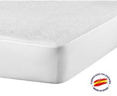 ForenTex Protecteur Réversible éponge Couvre Matelas Cousu Respirant Drap-Housse Ajustable, Microfibre, Blanc Neige, 1 pièce 150 X 190/200 cm