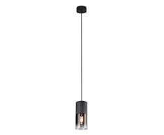 Trio Leuchten 310600132 Suspension Robin en verre fumÃ© 1 x E27. Suspension 1 lampe noir mat
