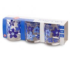 Home Sanremo Lot 3 Verres à Eau, Verre, Transparent/Multicolore, 27 x 8 x 9 cm