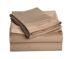 Impressions Superior - Ensemble de Drap de lit, 198 x 203 cm, Couche Simple Coton Premium, Couche Simple, 1000 Fils au Pouce carrÃ©, Taupe