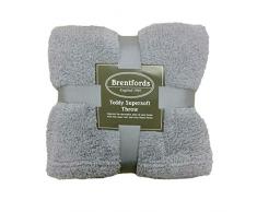 Brentfords Teddy Couverture Polaire, Polaire 100 % Polyester., Gris argenté, Single - 125 x 150 cm