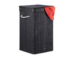 Relaxdays Corbeille Ã linge pliable Bambou avec anse 70 litres panier coffre linge sale pliant HxÃ: 63 x 36 cm, noir