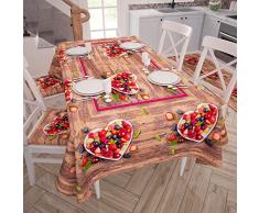 PETTI Artigiani Italiani Nappe Anti-Taches pour Table de Cuisine 140x450 cm Fragole