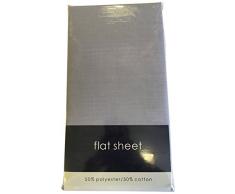 Rapport Facile dentretien Infroissable Drap Plat, Coton Polyester, Ciel, Unique